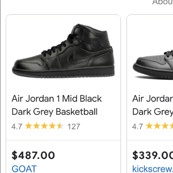 Retro Jordan 1s Mid Black-Dark Grey Basketball - Picture 1 of 6